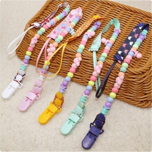 1Pcs New Baby Teether Toys Baby Boy Girl Pacifier Holder Chain Safe Anti-dropping Chew Silicone Beads Infant Pacifier Clip