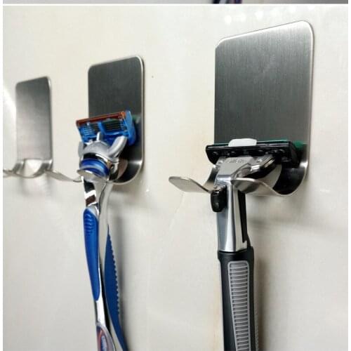 1PC Stainless Steel Razor Rack Razor Holder Wall Hook Hangers Towel Sucker Bathroom Accessories Shaver Storage Rack OK 0725