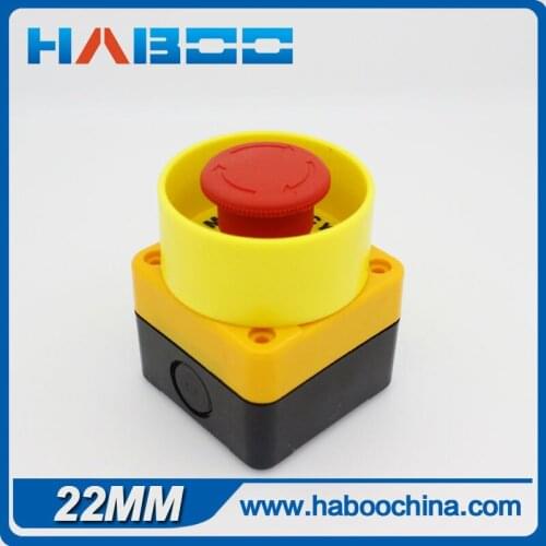 1PCS PACKING HABOO dia.22mm Emergency stop switch 1NC with label & protection cover