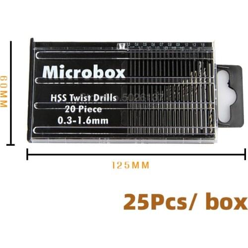20 Pcs 0.3MM-1.6MM Mini High Speed Steel Twist Drill Bit Set Micro Hss With Case Model Craft Repair Parts