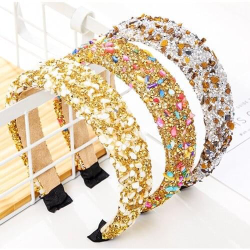 2020 Popular New Style Retro Crystal Stone Sponge Headband
