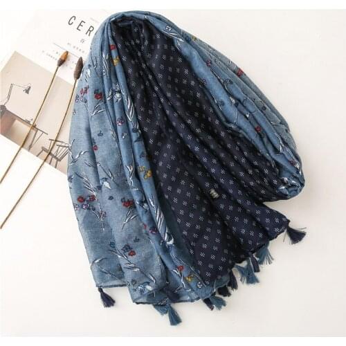 2021 Fashion Women Floral Printed Cotton Scarf Printed Tassel Scarf 10pcs/lot