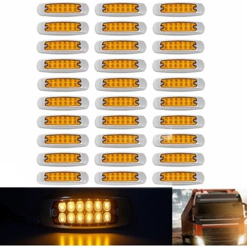 30 Pcs 12v 24v Amber Side Marker Lights, Amber Trailer Marker Lights, Rear Side Marker Lamp Amber, Led Marker Lights for Trucks