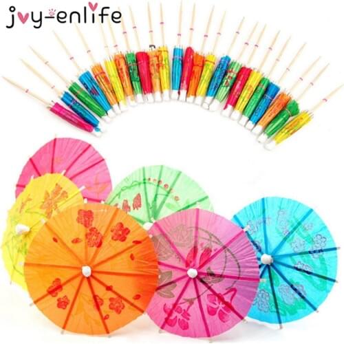 50pcs Cocktail Decorative Garnishes Umbrella Bamboo Stick Summer Tropical Luau Party Hawaiian Beach Theme Flamingo Party Decor
