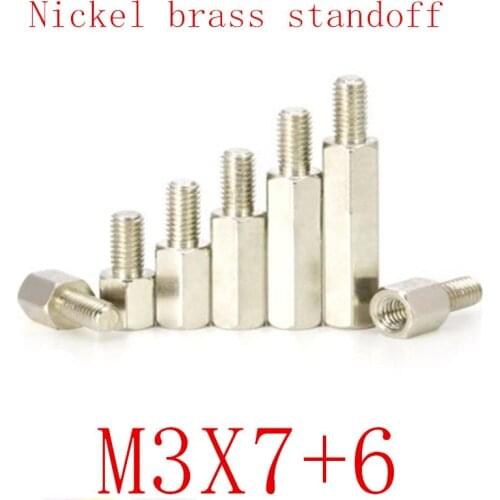 500PCS m3x7+6 Male to Female nickel Brass Standoff Spacer M3 Hexagonal Stud Spacer Pillars