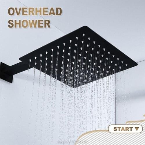 8/10/12 Inches Square/Round Showerhead Stainless Steel Black Ultrathin Bathroom Top Spray Shower Head for Shower M08 21 Dropship