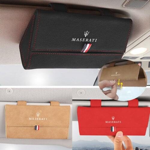 Car Sun Visor Glasses Holder Case Storage Box for Maserati Granturismo Levante Ghibli Quattroporte Ropa Gran Coche Cabrio Coupe