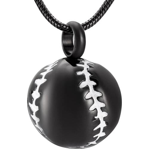 Stainless Steel Baseball Memorial Urn Jewelry Pendant Hold Cremation Keepsake Necklace for Ashes