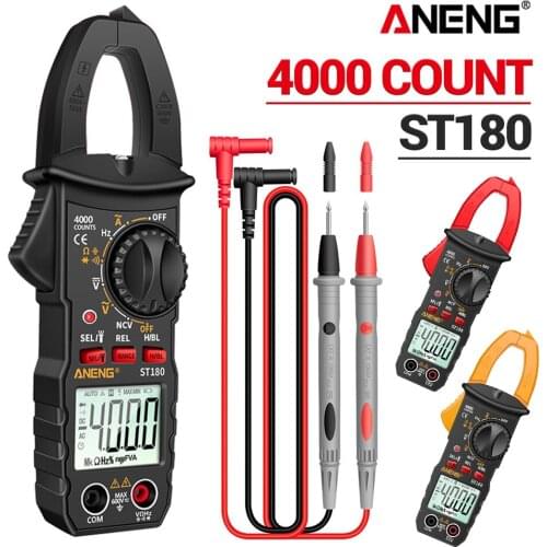 ST180 4000 Counts Digital Clamp Meter AC Current Multimeter Ammeter Voltage Tester Car Amp Hz Capacitance NCV Ohm Tool