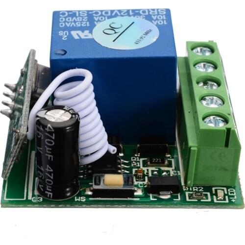DC12V 10A DIY Wireless Relay Remote Control Switchs Module 1 Channel Receiver Wireless Relay RF 433MHz Remote Control Switch