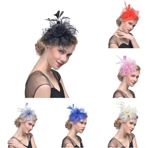 Flower Hair Clip Feathers Top Hat Fascinator Royal Ascot Race Wedding Small Mini