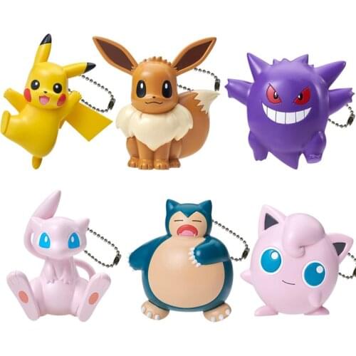 Pokemon Anime Figures Gashapon Toys Pikachu Eevee Mew Jigglypuff Snorlax Gengar Action Figure Keychains Dolls Kawaii Kids Gifts