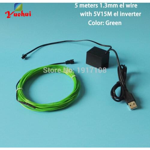 5M 5V USB Flexible EL Wire Rope tape Cable Strip Neon Glow Lights Clothing Car waterproof Party Decoration