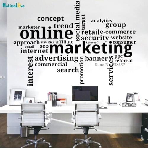 Online Marketing Words Wall Decal Keyword Concept Interest Internet Banner Advertising Meeting Decor Stickers BB447