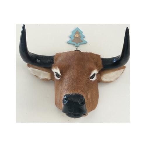 Creative simulation Retro cow head model polyethylene & furs brown cow head doll gift about 28x35cm 2533