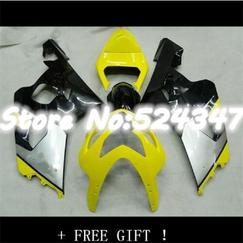 HOT sales Fairing for SUZUKI 2004 2005 GSXR600 750 fairings set 04 05 GSXR750 GSXR 600 K4 K5 yellow black silver Fairing