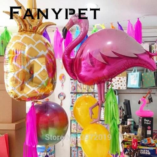 1pcs Cute Pineapple Foil Gold Ballons Flamingo Balloons Birthday Party Beach Party Decoration Luau Tropical Beach Party Favor
