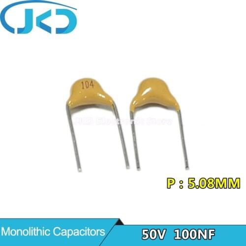 100Pcs 50V 100NF 103 Monolithic Ceramic Capacitors