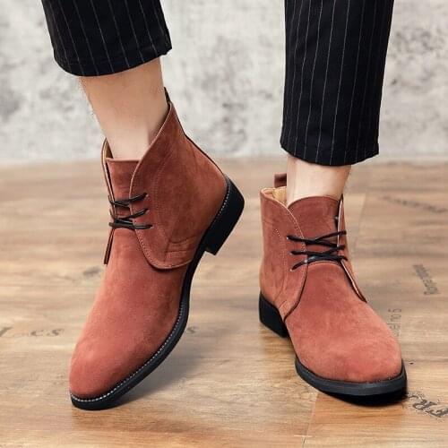 Business Mens Leather Shoes Mens Chelsea Boots Retro Large Size Men Martin Boots Lace Up Mens Oxford Shoes Zapatillas Hombre