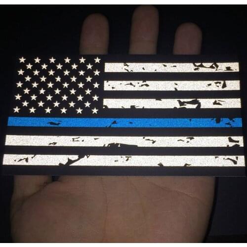American Flag Sticker Decal Classic Reflective Thin Blue Line Decal Tattered Sticker Biker Gear Home Decor