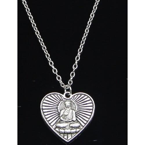 New Fashion Necklace 23x24mm buddhism heart buddha Pendants Short Long Women Men Colar Gift Jewelry Choker