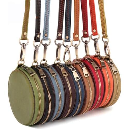 New Round Genuine Leather Coin Purse Women Men Candy Coin Wallet Mini Small Purse Female Clutch Coin Pouch Pochette Card Holder