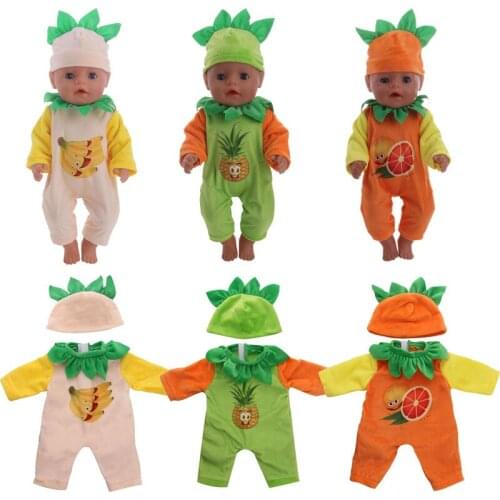 Doll Clothes Fruit pajamas + hat suit Fit 43cm Baby Doll&18Inch American Doll - Clothes