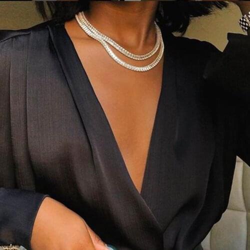 6MM CZ Tennis Baguette Square 5A CZ Luxury Bling Bling Necklace Full Iced Out Choker Trendy Rock Punk Women Man HipHop Jewelry