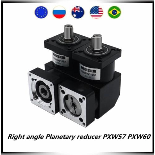 Right angle Planetary reducer PXW57 PXW60 suit for Nema23 57 / Nema24 60 stepper servo motor ratio 4 5 6 10 16 20 100 144 216