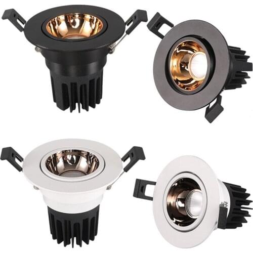 Dimmable COB Deep Anti-Glare Spotlight For Living Room Bedroom Hotel 7W 9W 12W 15W 18W Embedded LED Downlight Ceiling Light