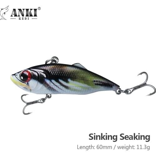 ANKI KEDI Sinking Vib Lure 11.3g/60mm With Steel Ball Shaking Sound To Lure The Tail To Vibrate From Side To Side Three Hooks