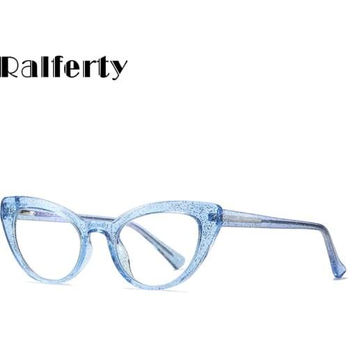 Ralferty 2020 Fashion Women Anti Blue Glasses Frames Cat Eye Glasses Small TR Prescription Optic Frame Computer Glasses