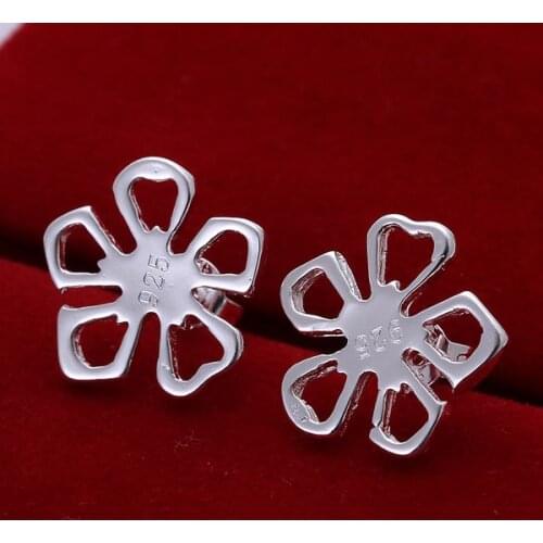 Earrings sterling-silver-jewelry Earrings Silver Trendy Jewelry Earrings Flowers Jewelry Wholesale Free Shipping qiwu LE053
