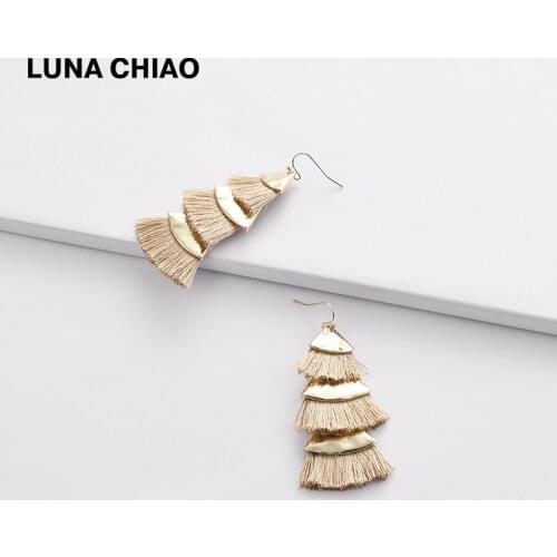 LUNA CHIAO Fashion Brincos Triple Layers Fringed Tassel Earring Women Drop Dangle Earrings Jewelry for Lady