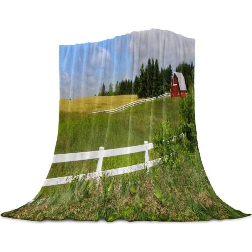 Barn Field Landscape Family Decoration Woolen Blanket Adult Children Bed Sofa Exquisite Soft Flannel Travel Blanket