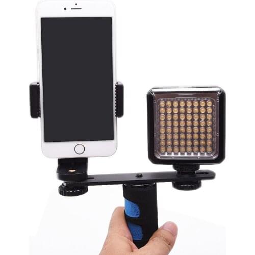 SETTO Smartphone Tripod Mount Adapter with Led Light and microphone Universal Phone Holder Mount Tripod Clip for iPhone Xiaomi