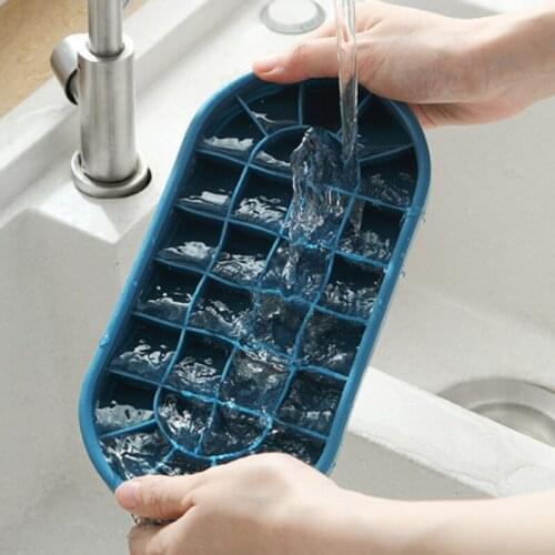 14 Grid Silicone Ice Cube Molds with Lid Flexible Ice Trays Stackable Flexible Safe Ice Cube Molds for Whiskey Cocktail