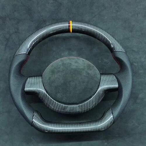 Cuatomized Carbon Fiber Sports Steering Wheel Perforated Leather compatible for Mercedes-Benz Smart Fortwo forfour 2016-2020