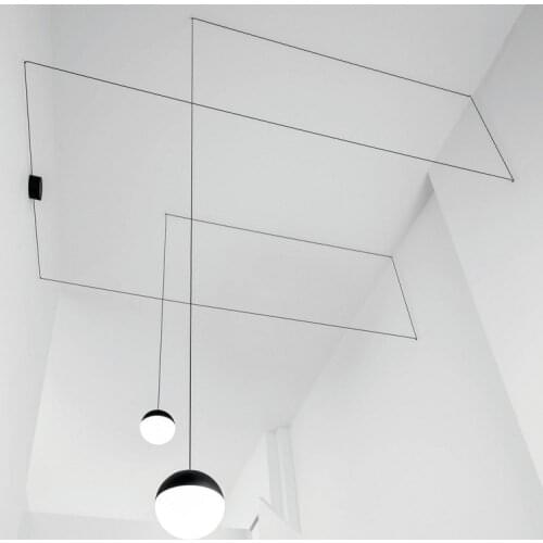 Post-modern DIY Geometric Lines String Light Led Pendant Light For Living Room Dining Room Bedroom 1/2 Heads