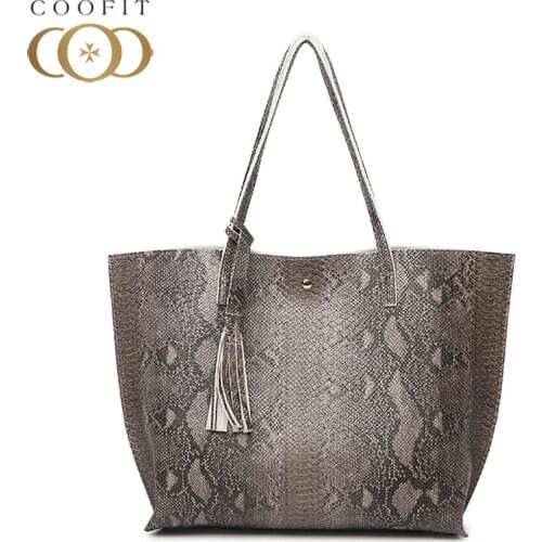 Coofit European And American Style Tote Handbag Vogue Serpentine Buckle Designer Shoulder Bags For Women Lady dame handtassen
