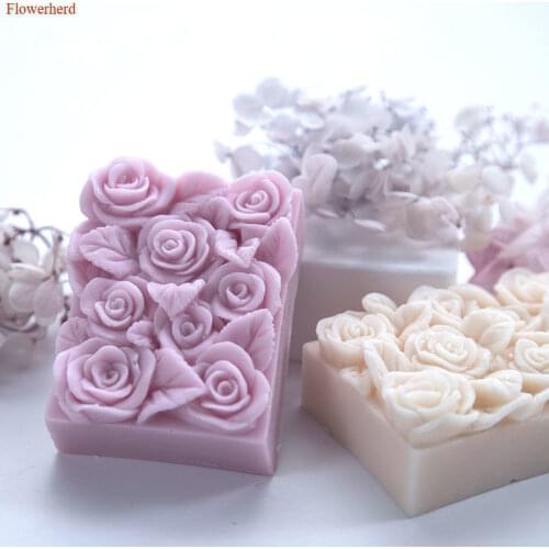 Wedding Birthday Cake Decors Rectangular Rose Handmade Soap Silicone Mold Fondant Cake Silicone Mold Chocolate Mold Party Decors