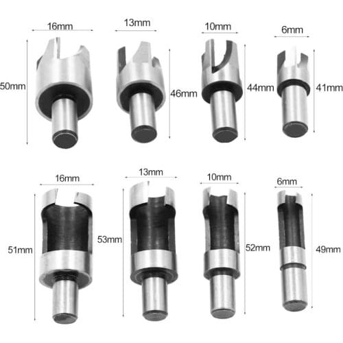 8PCS 5/8" 1/2" 3/8" 1/4" Drill Bit Wood Plug Cutter Drill Cutting Tool Straight Tapered Taper Woodworking Cork Drill Bit Set