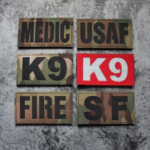 IR Reflective Nylon Patch K9 MEDIC USAF FIRE SF Camouflage Armband US Military Tactical Chapter Applique Velcro Pack