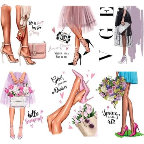 Fashion Lady Patches For Clothes DIY Washable T-Shirts Thermoadhesive Stickers Exquisite Iron-On Transfers For Clothing Applique