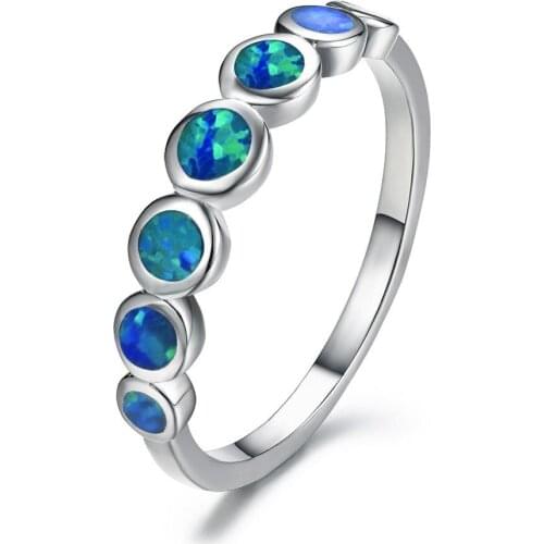 UFOORO wedding ring Finger Beautiful Jewelry Seven round Opel rings Romantic shiny Ring For girl gift