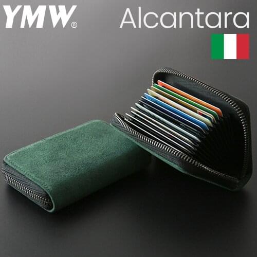 YMW Women & Man Alcantara Card Holder Luxury Artificial Leather Slim Card Zipper Wallet Small Thin Card Package