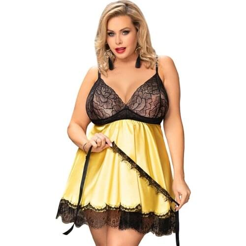 Woman Plus Size Sexy Lace Stitching Perspective Sleepwear with Eye Mask Suit Summer Female Sling Oversize Nightdress Loungewear