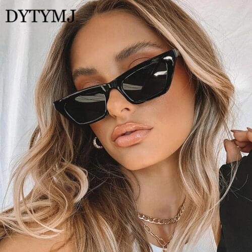 DYTYMJ Black Vintage Cat Eye Sunglasses Women 2021 Fashion Small Square Sunglasses for Woman Luxury Brand Shades for Women