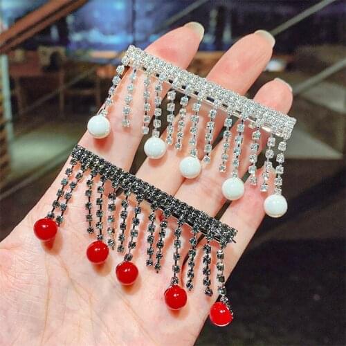 2021 New Fashion Pearl Hair Clip For Women Korea Hairpins Geometric Crystal Tassel Girl Hair Barrettes Hairgrip Hair Accessories