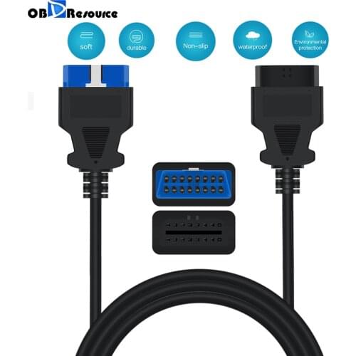 1.5m Male to Female Full 16Pin OBD2 Connector Car Diagnostic Adapter for Scania Ford Lexia BMW Mercedes VW OBDII Extension Cable